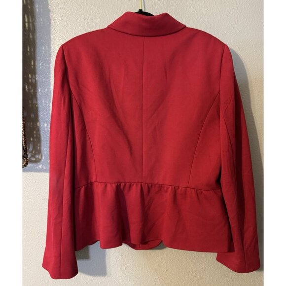 Alex Marie Suit Jacket Blazer 16 Cardinal Red Ruffled Black Button Stretch - Picture 10 of 10